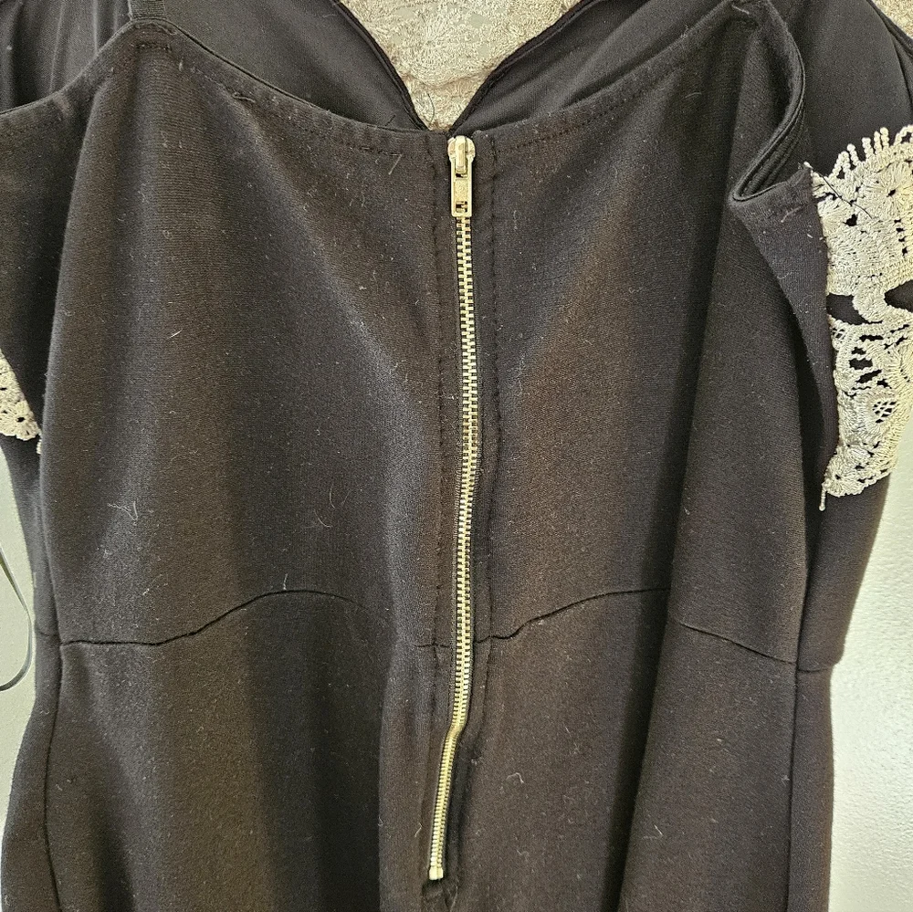 Haute Monde Black Dress with Cream Lace - Picture 6 of 6